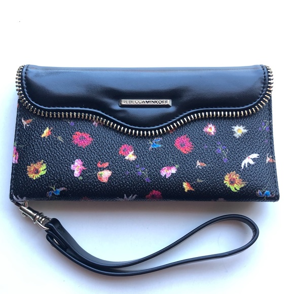 Rebecca Minkoff Handbags - Rebecca Minkoff Folio Wallet Iphone 6/6s Plus Black Floral Multicolor Wristlet